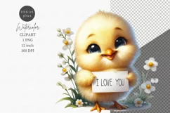 Chick clipart, I love you sign, Easter clipart, Spring Product Image 1