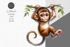 Monkey clipart, Jangle clipart, Watercolor clipart Product Image 1