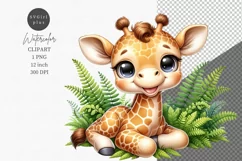 Giraffe clipart, Safari clipart, Watercolor clipart Product Image 1