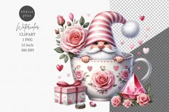 Valentines day clipart, Gnomes clipart, Gnome in a cup Product Image 1