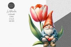 Gnome clipart, Valentines Day clipart, Tulip clipart Product Image 1