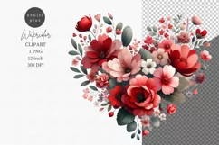 Valentines Day, Heart clipart, Floral heart clipart Product Image 1