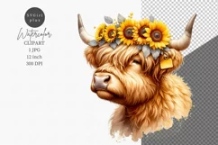 Animals clipart, Summer clipart, Highland calf clipart, Product Image 1