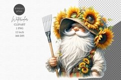 Spring gnome clipart, Sunflowers clipart, Watercolor clipart Product Image 1