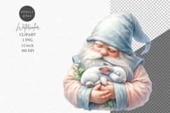 Gnome with bunny clipart, Spring clipart, Love clipart Product Image 1