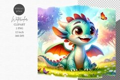 Baby dragon and butterfly clipart, Fantasy clipart Product Image 1