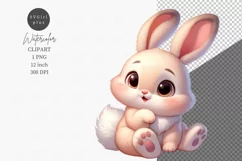 Bunny pastel clipart, Animals clipart, Watercolor clipart, Product Image 1