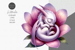 Baby dragon sleeping clipart, Fantasy clipart, Watercolor Product Image 1