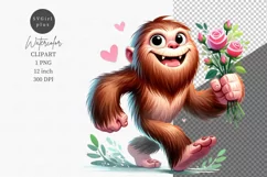Sasquatch clipart, Love clipart, Watercolor clipart Product Image 1