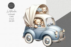 Teddy in car clipart, Teddy bear clipart, Watercolor clipart Product Image 1