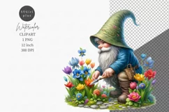 Gnome clipart, Spring clipart, Planting flowers clipart Product Image 1