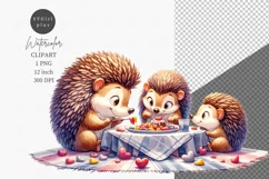 Hedgehogs family crafting, Valentines Day, Love clipart Product Image 1