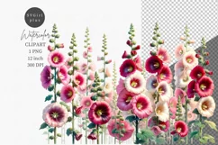 Hollyhocks clipart, Spring clipart, Flowers clipart Product Image 1