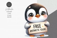 Penguin clipart, Free Antarctic tours, Funny clipart Product Image 1