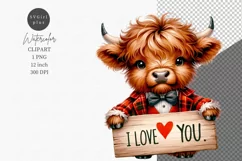 Valentines day, Highland calf, I love you Product Image 1