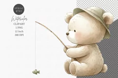Teddy bear in fishman, Kids clipart, Nursery clipart Product Image 1