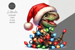 Christmas clipart, Trex clipart, Dinosaur clipart Product Image 1