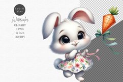 Baby bunny clipart, Bunny with kite clipart, Watercolor Product Image 1
