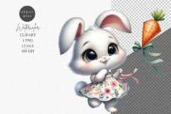 Baby bunny clipart, Bunny with kite clipart, Watercolor Product Image 1