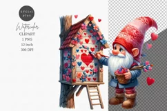 Gnome painting hearts clipart, Valentines Day, Love clipart Product Image 1