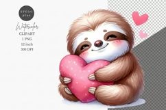 Valentines day clipart, Sloth clipart, Mother's day Product Image 1