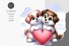 Two puppy clipart, Love clipart, Valentines Day Product Image 1