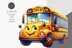 School bus clipart, Bus clipart, Watercolor clipart Product Image 1