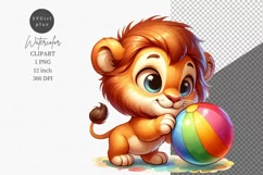 Kids clipart, Baby lion playing, Nursery clipart Product Image 1