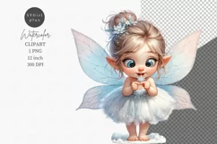 Little fairy clipart, Winter clipart, Watercolor clipart, Product Image 1