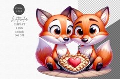 Two foxes in love, Valentine&#039;s Day, Spring clipart Product Image 1