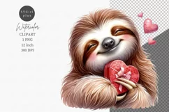 Sloth clipart, Valentines Day clipart, Love clipart Product Image 1
