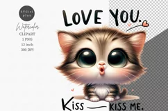 Funny kitten clipart, Love clipart, Valentines Day Product Image 1