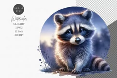 Baby raccoon clipart, Animals clipart, Spring clipart, Product Image 1