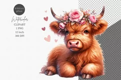 Valentines day, Highland calf clipart, Cow clipart Product Image 1