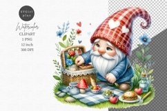 Gnome on picnic, Gnome clipart, Valentines Day., Product Image 1