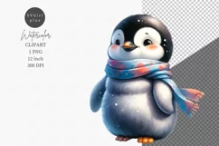 Penguin clipart, Winter clipart, Watercolor clipart, Product Image 1