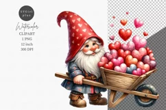 Valentines day gnome clipart, Gnome clipart, Watercolor Product Image 1
