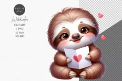 Valentines day clipart, Sloth clipart, Love card Product Image 1