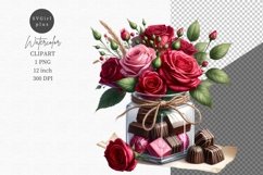 Valentines day clipart, Roses clipart, Chocolates Product Image 1