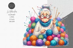 Funny grandma, Elderly woman, Mothers day, Knitting Product Image 1