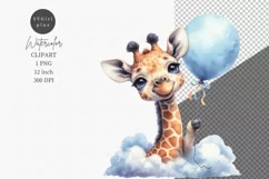 Baby giraffe dreaming clipart, Jangle clipart, Watercolor Product Image 1