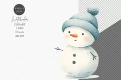 Snowman clipart, Minimalist style, Watercolor clipart Product Image 1