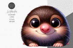 Baby mole clipart, Woodland animals clipart, Watercolor Product Image 1