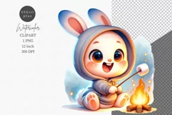 Bunny clipart, Bunny camping clipart, Kids clipart Product Image 1