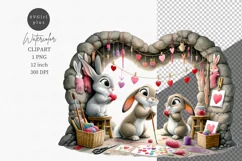 Bunnies clipart, Valentines Day, Family clipart Product Image 1