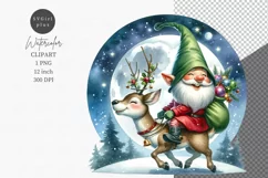 Gnome and reindeer clipart, Christmas clipart, Product Image 1