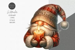 Gnome with candle clipart, Christmas clipart, Candle clipart Product Image 1