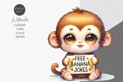 Monkey clipart, Free banana jokes, Funny clipart Product Image 1