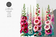 Hollyhocks clipart, Spring clipart, Flowers clipart Product Image 1