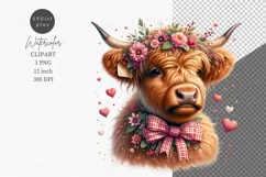 Valentines day, Highland calf clipart, Cow clipart Product Image 1